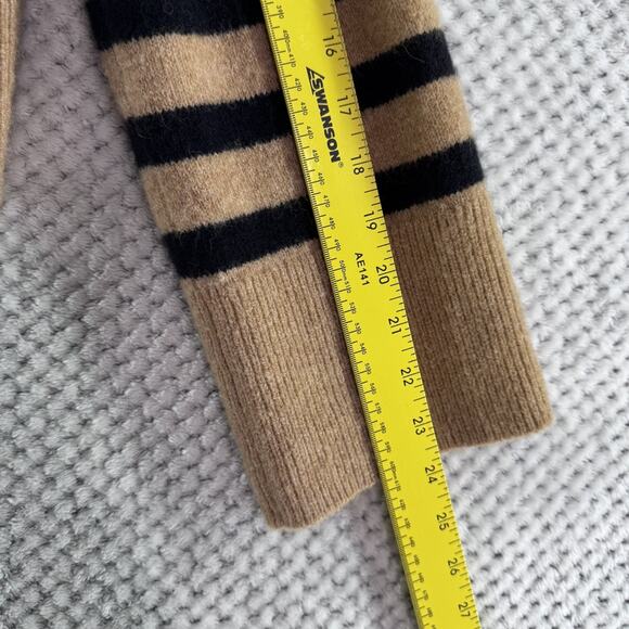 J CREW Sweater Womens XS Brown Black Striped PullOver Mock Neck Boxy Long Sleeve - Picture 7 of 10